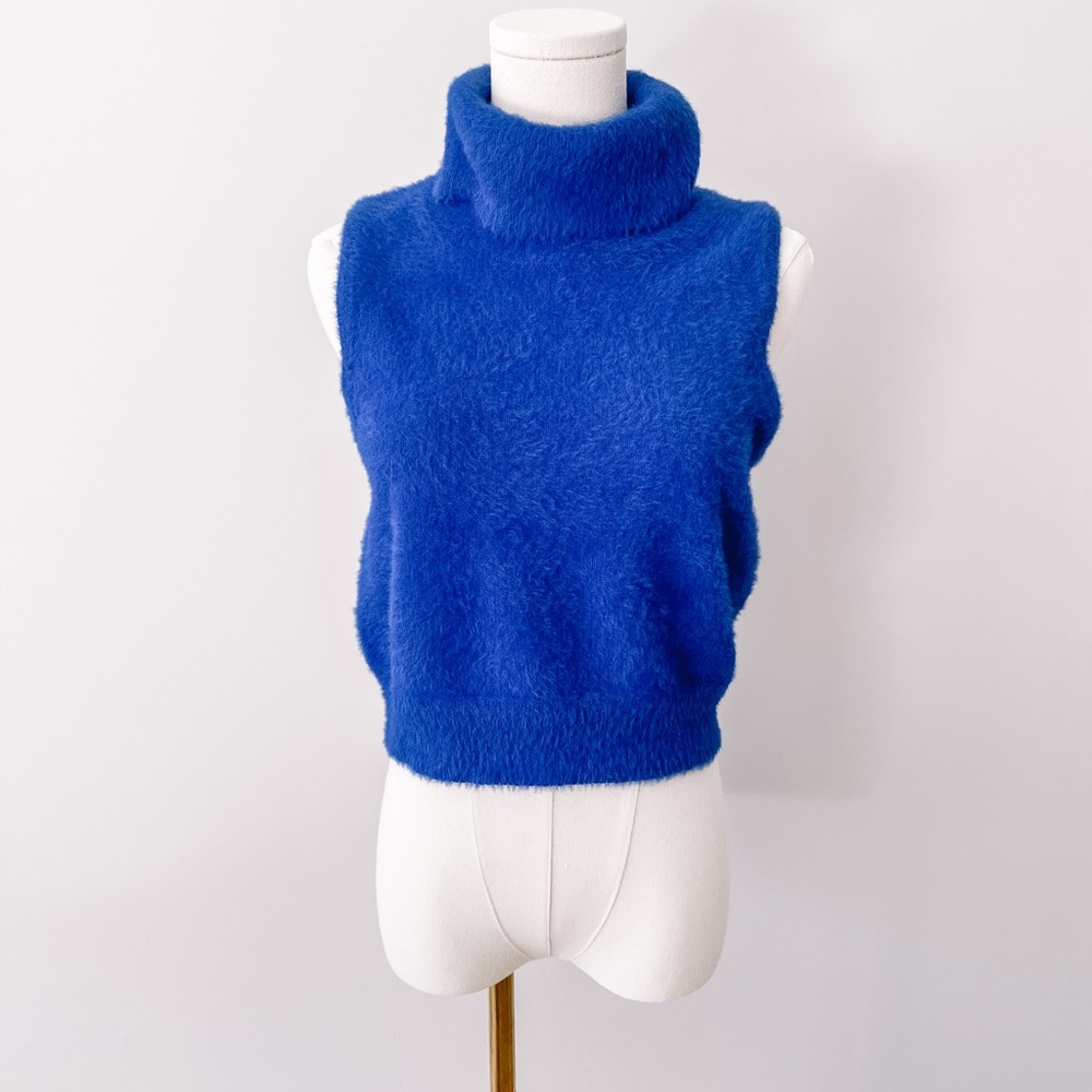 Royal Blue Sleeveless Turtleneck Sweater